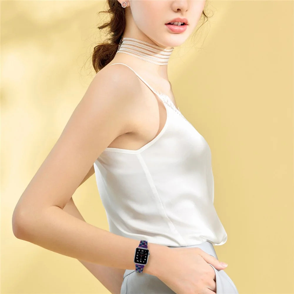 Light Weight Colorful Resin Watch Band Replacement for Apple Watch Ultra 3 2 1 49mm / Series 11 10 46mm / 9 8 7 45mm / SE3 SE2 SE 6 5 4 44mm / 3 2 1 42mm - Purple Green - 7