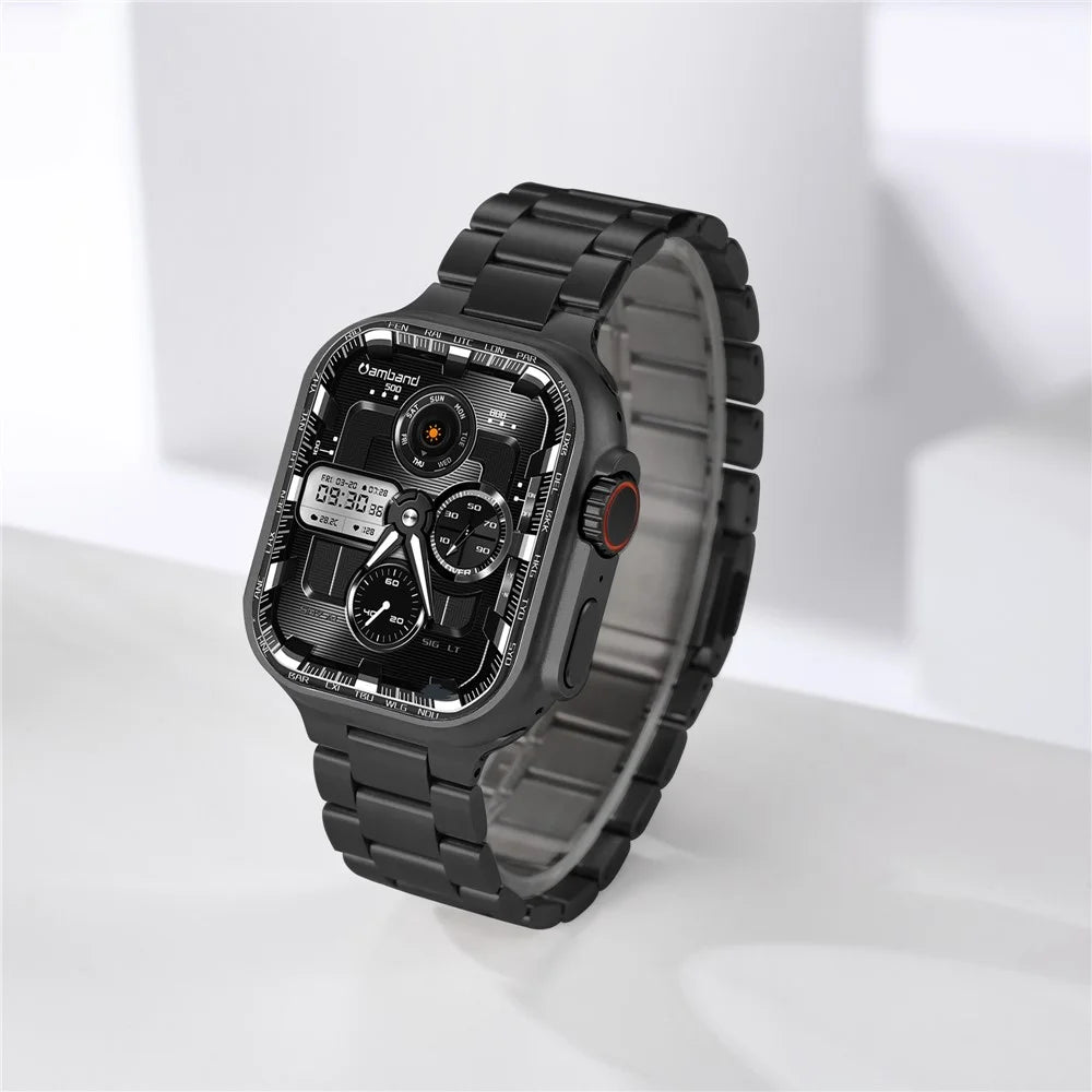 Strap for Apple Watch Ultra 3 2 1 49mm / Series 11 10 46mm / 9 8 7 45mm / SE3 SE2 SE 6 5 4 44mm / 3 2 1 42mm Stainless Steel Band - Black - 4