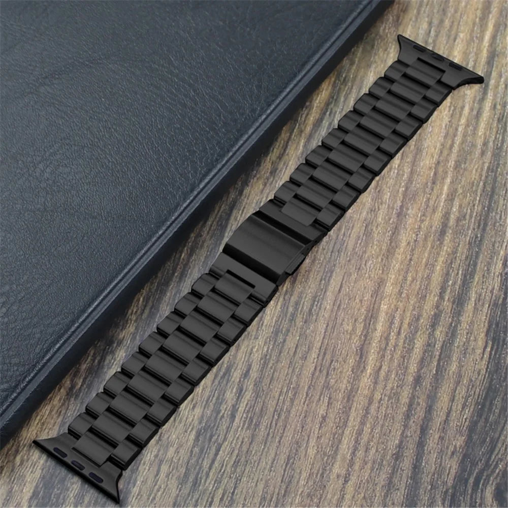 Strap for Apple Watch Ultra 3 2 1 49mm / Series 11 10 46mm / 9 8 7 45mm / SE3 SE2 SE 6 5 4 44mm / 3 2 1 42mm Stainless Steel Band - Black - 6