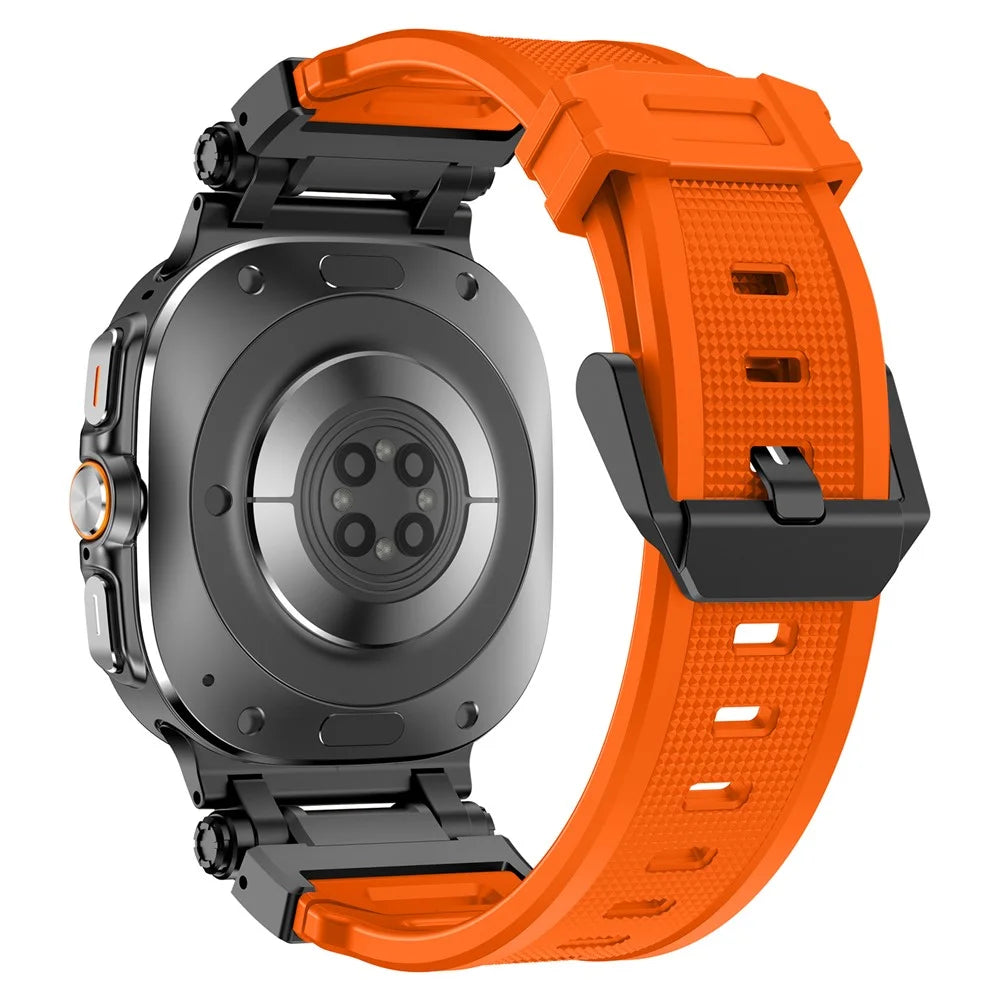 For Samsung Galaxy Watch Ultra2 47mm / Watch Ultra (2025) 47mm / Watch Ultra 47mm Watch Band Soft TPU Adjustable Wrist Strap - Black+Orange - 1