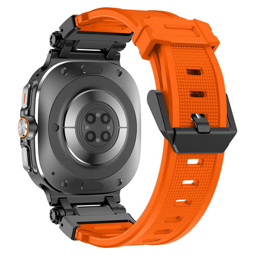 For Samsung Galaxy Watch Ultra2 47mm / Watch Ultra (2025) 47mm / Watch Ultra 47mm Watch Band Soft TPU Adjustable Wrist Strap - Black+Orange - 1