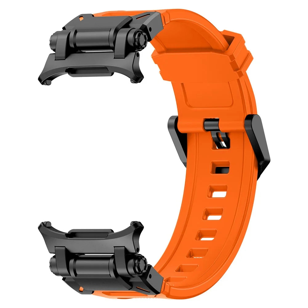 For Samsung Galaxy Watch Ultra2 47mm / Watch Ultra (2025) 47mm / Watch Ultra 47mm Watch Band Soft TPU Adjustable Wrist Strap - Black+Orange - 2