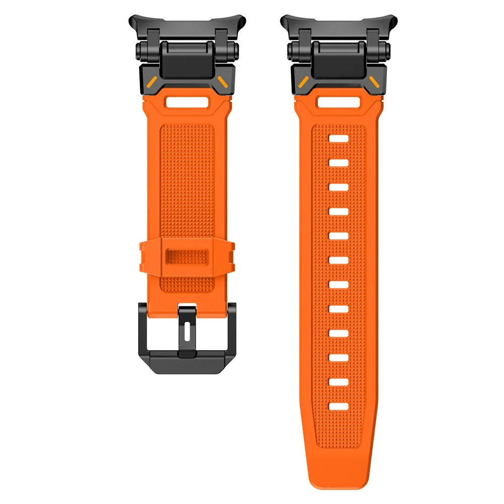 For Samsung Galaxy Watch Ultra2 47mm / Watch Ultra (2025) 47mm / Watch Ultra 47mm Watch Band Soft TPU Adjustable Wrist Strap - Black+Orange - 6