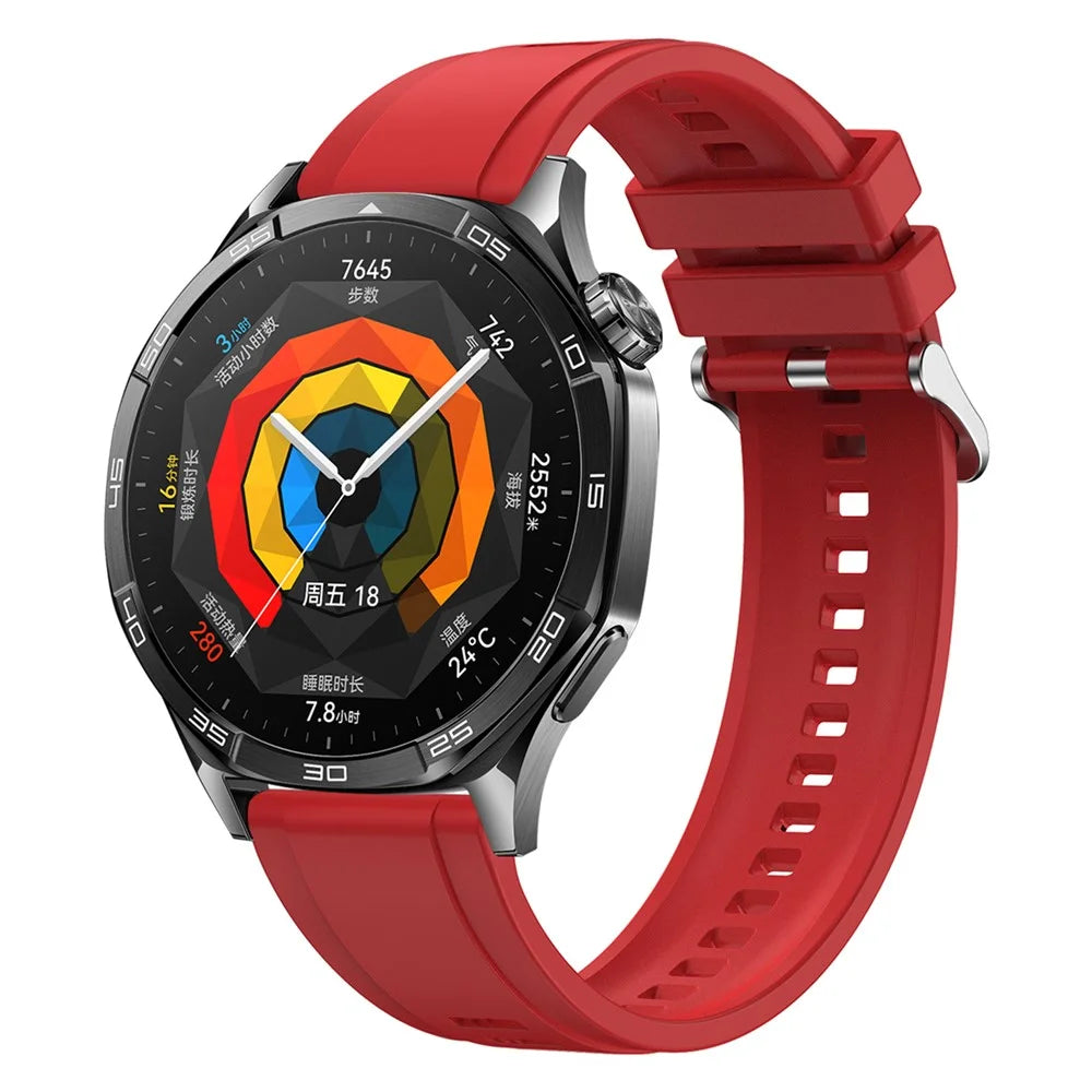 For Huawei Watch GT 5 46mm / Huawei Watch 4 / 4 Pro Replacement Band 22mm Solid Color Silicone Watch Strap - Red - 2
