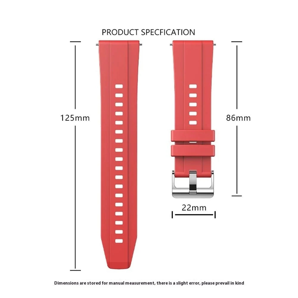 For Huawei Watch GT 5 46mm / Huawei Watch 4 / 4 Pro Replacement Band 22mm Solid Color Silicone Watch Strap - Red - 4