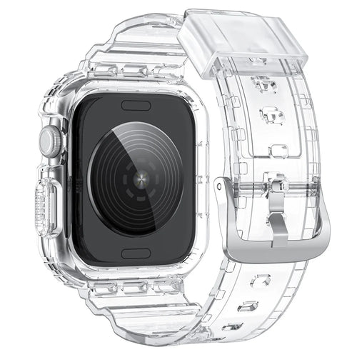 For Apple Watch Series 10 42mm TPU Watch Band+Case Cover Integrated Design - Transparent - 1