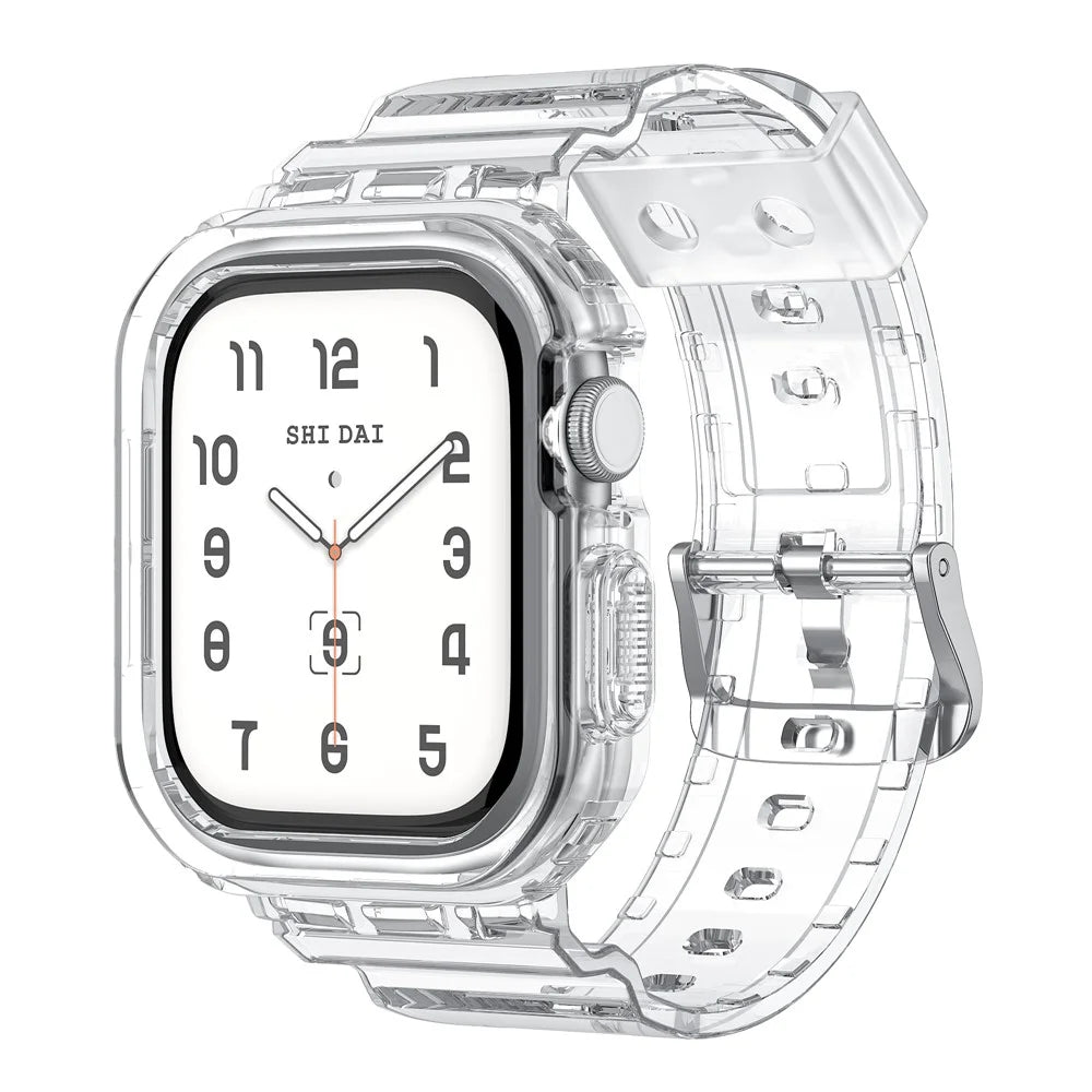 For Apple Watch Series 10 42mm TPU Watch Band+Case Cover Integrated Design - Transparent - 2
