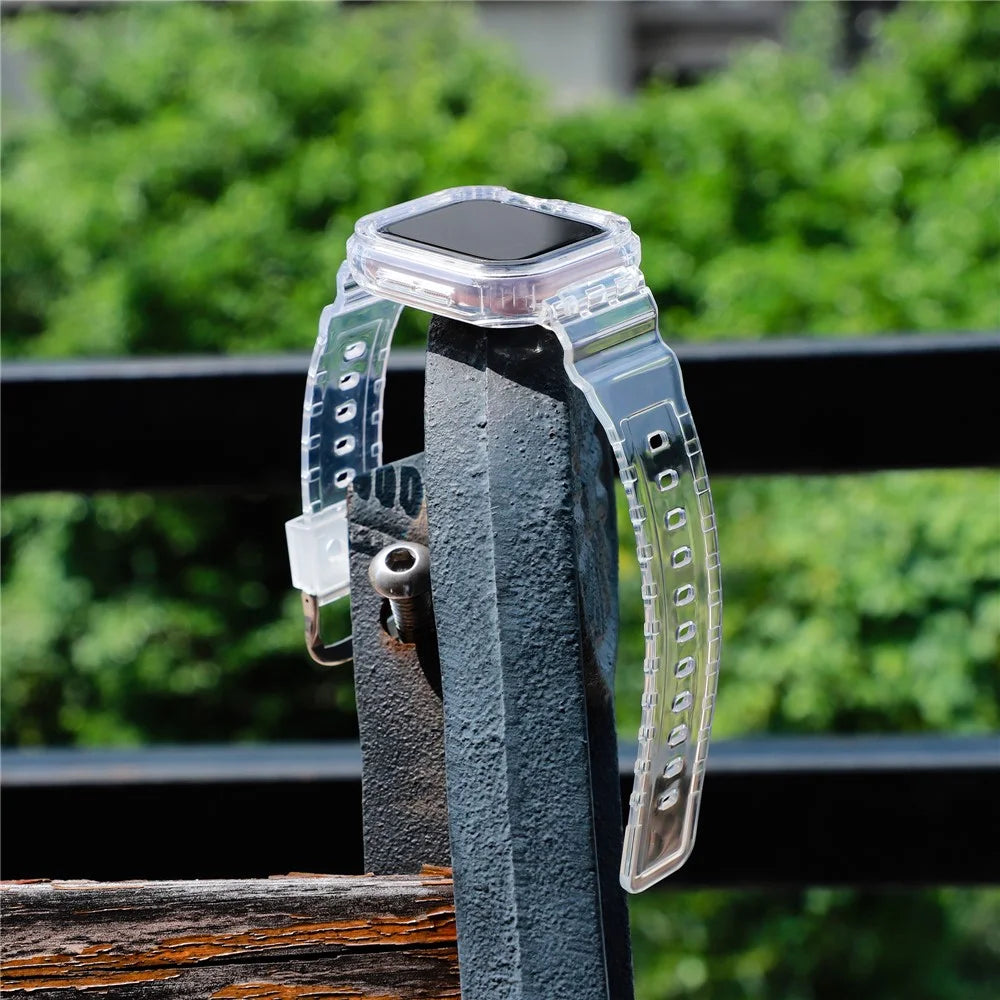 For Apple Watch Series 10 42mm TPU Watch Band+Case Cover Integrated Design - Transparent - 4