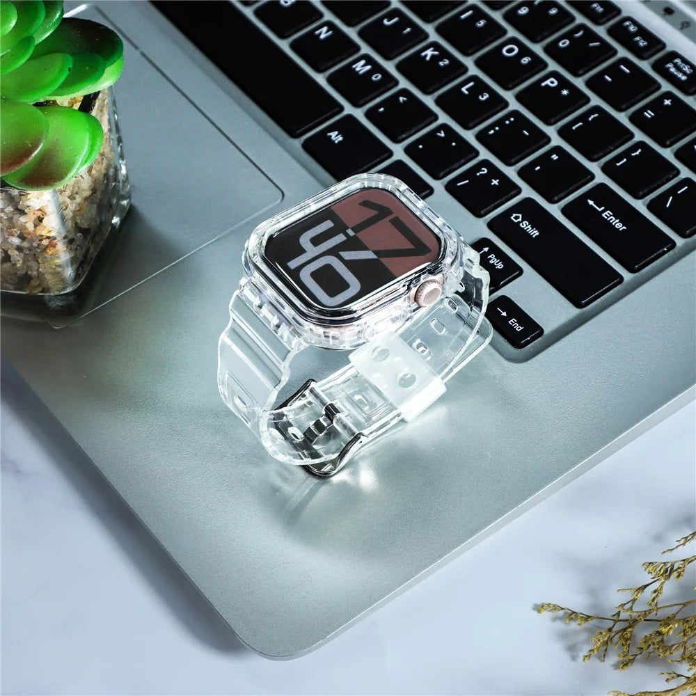 For Apple Watch Series 10 42mm TPU Watch Band+Case Cover Integrated Design - Transparent - 5
