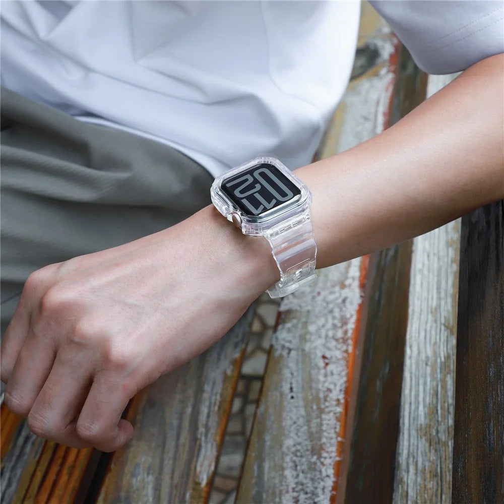For Apple Watch Series 10 42mm TPU Watch Band+Case Cover Integrated Design - Transparent - 7