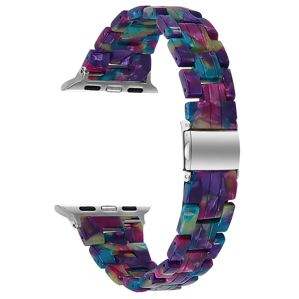 Resin Watch Band Replacement for Apple Watch Series 11 10 42mm / 9 8 7 41mm / SE3 SE2 SE 6 5 4 40mm / 3 2 1 38mm -  - Purple Green - 1
