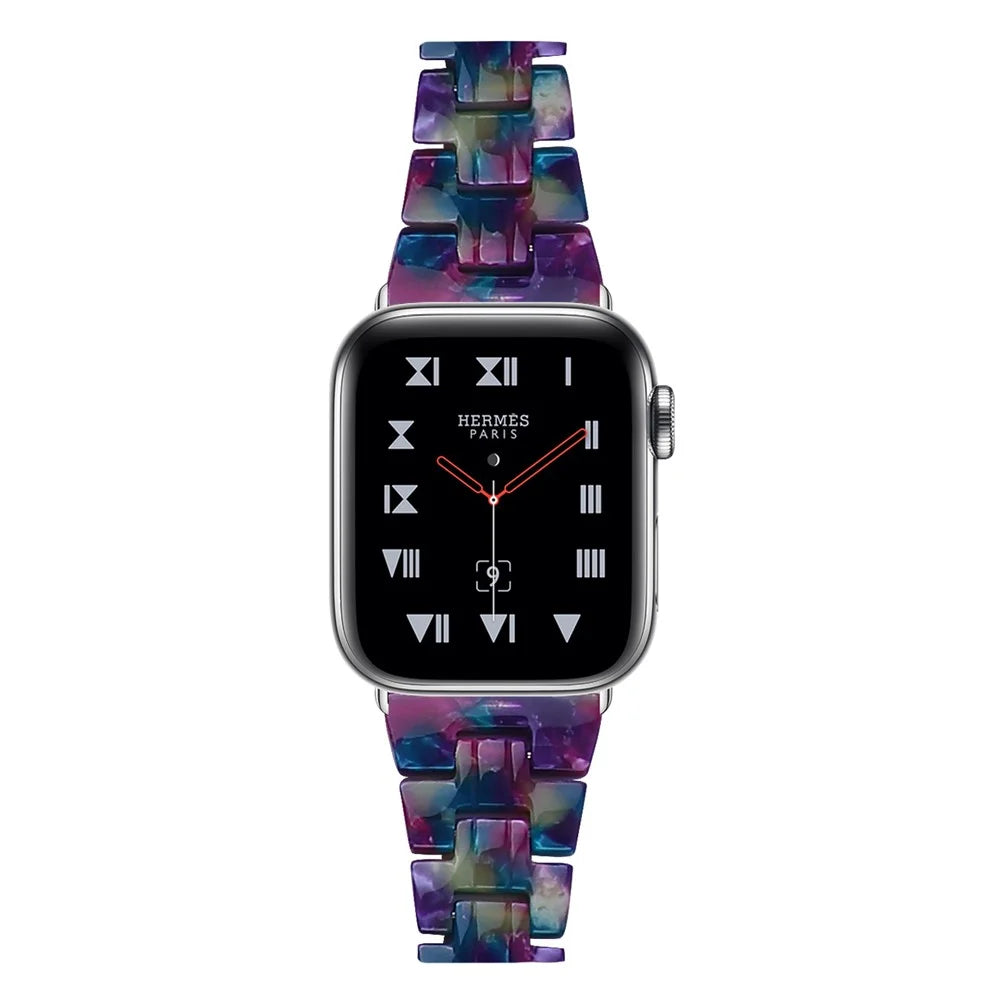 Resin Watch Band Replacement for Apple Watch Series 11 10 42mm / 9 8 7 41mm / SE3 SE2 SE 6 5 4 40mm / 3 2 1 38mm -  - Purple Green - 3