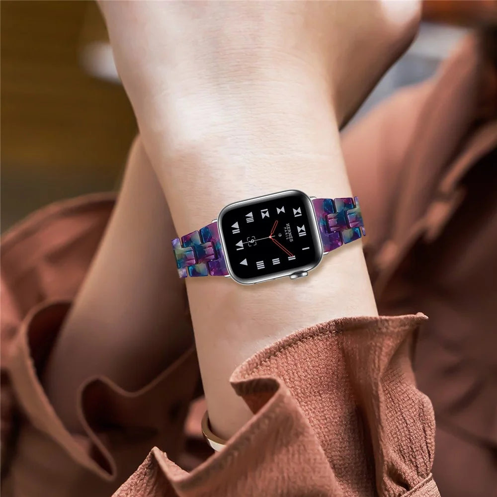 Resin Watch Band Replacement for Apple Watch Series 11 10 42mm / 9 8 7 41mm / SE3 SE2 SE 6 5 4 40mm / 3 2 1 38mm -  - Purple Green - 6