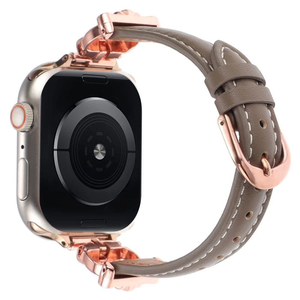 For Apple Watch Ultra 3 2 1 49mm / Series 11 10 46mm / 9 8 7 45mm / SE3 SE2 SE 6 5 4 44mm / 3 2 1 42mm Watch Band - Rose Gold / Brownness - 1