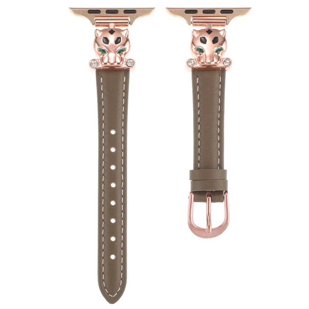 For Apple Watch Series 11 10 42mm / 9 8 7 41mm / SE3 SE2 SE 6 5 4 40mm / 3 2 1 38mm Watch Band - Rose Gold / Brownness - 2