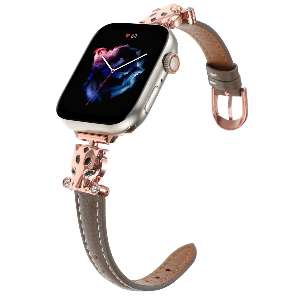 For Apple Watch Series 11 10 42mm / 9 8 7 41mm / SE3 SE2 SE 6 5 4 40mm / 3 2 1 38mm Watch Band - Rose Gold / Brownness - 3