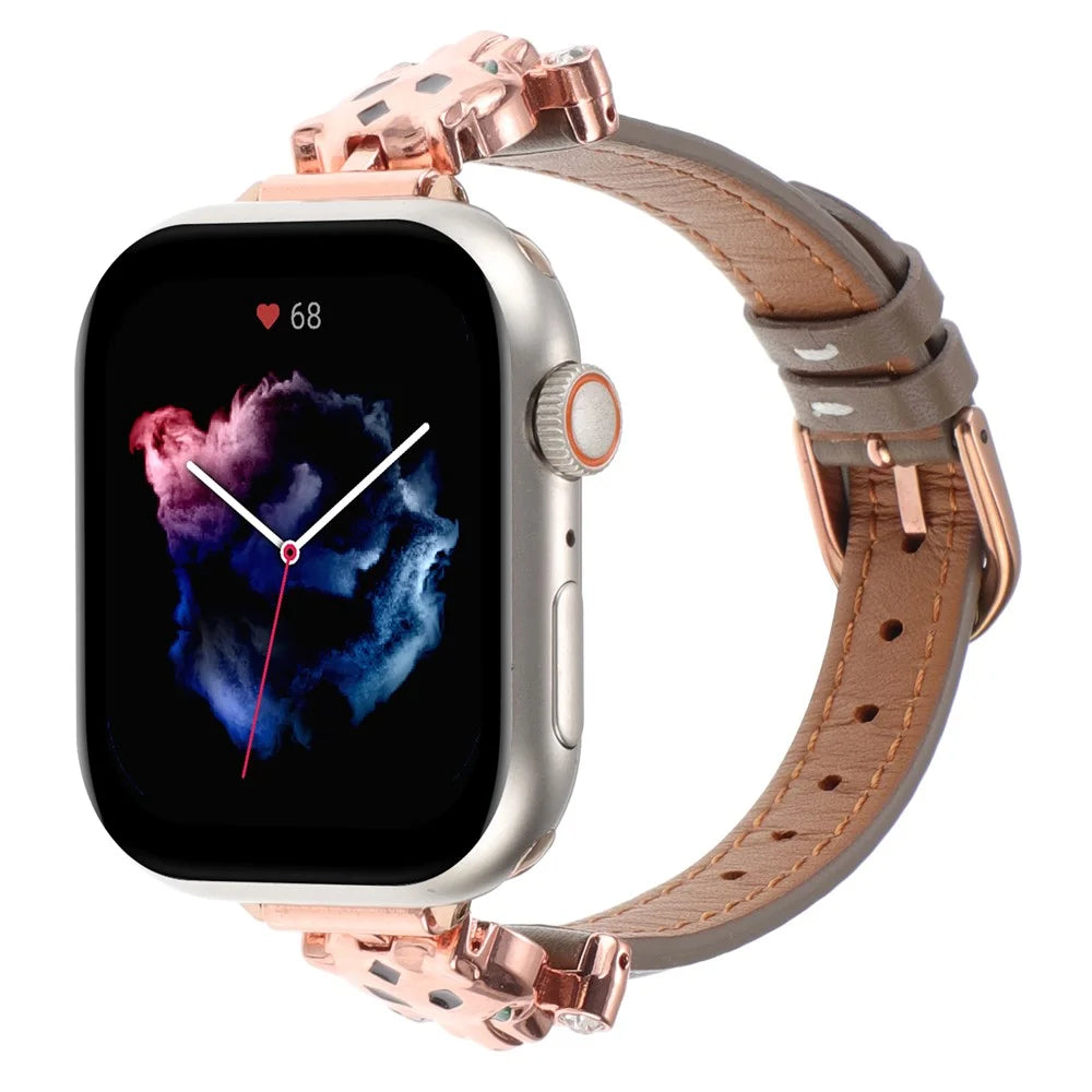 For Apple Watch Series 11 10 42mm / 9 8 7 41mm / SE3 SE2 SE 6 5 4 40mm / 3 2 1 38mm Watch Band - Rose Gold / Brownness - 4