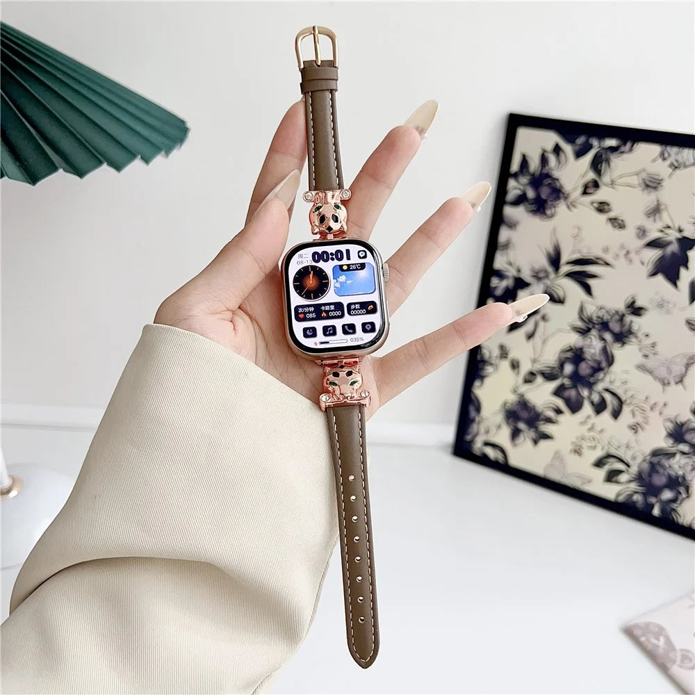 For Apple Watch Series 11 10 42mm / 9 8 7 41mm / SE3 SE2 SE 6 5 4 40mm / 3 2 1 38mm Watch Band - Rose Gold / Brownness - 5