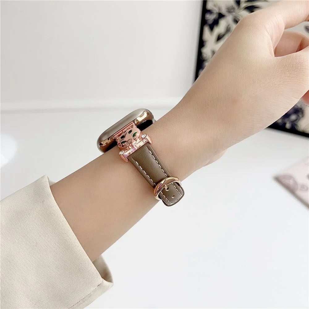 For Apple Watch Series 11 10 42mm / 9 8 7 41mm / SE3 SE2 SE 6 5 4 40mm / 3 2 1 38mm Watch Band - Rose Gold / Brownness - 6