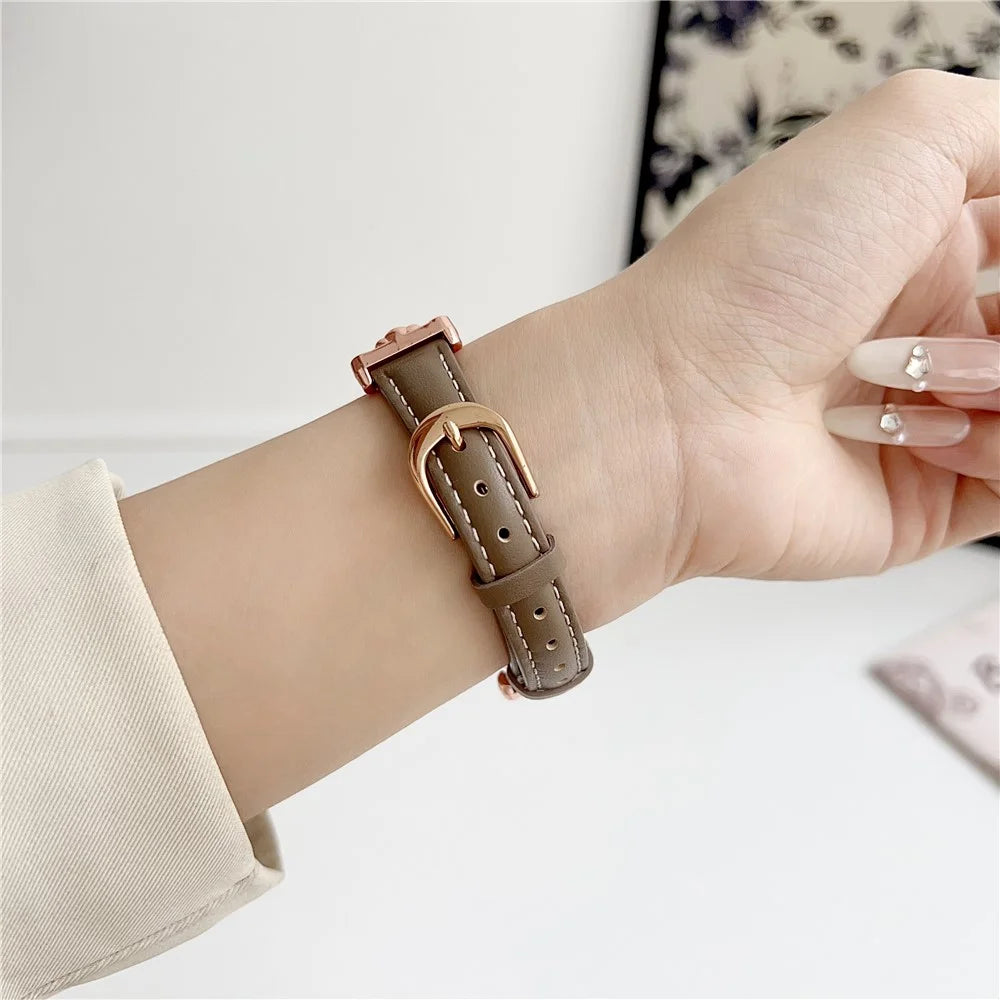 For Apple Watch Series 11 10 42mm / 9 8 7 41mm / SE3 SE2 SE 6 5 4 40mm / 3 2 1 38mm Watch Band - Rose Gold / Brownness - 7