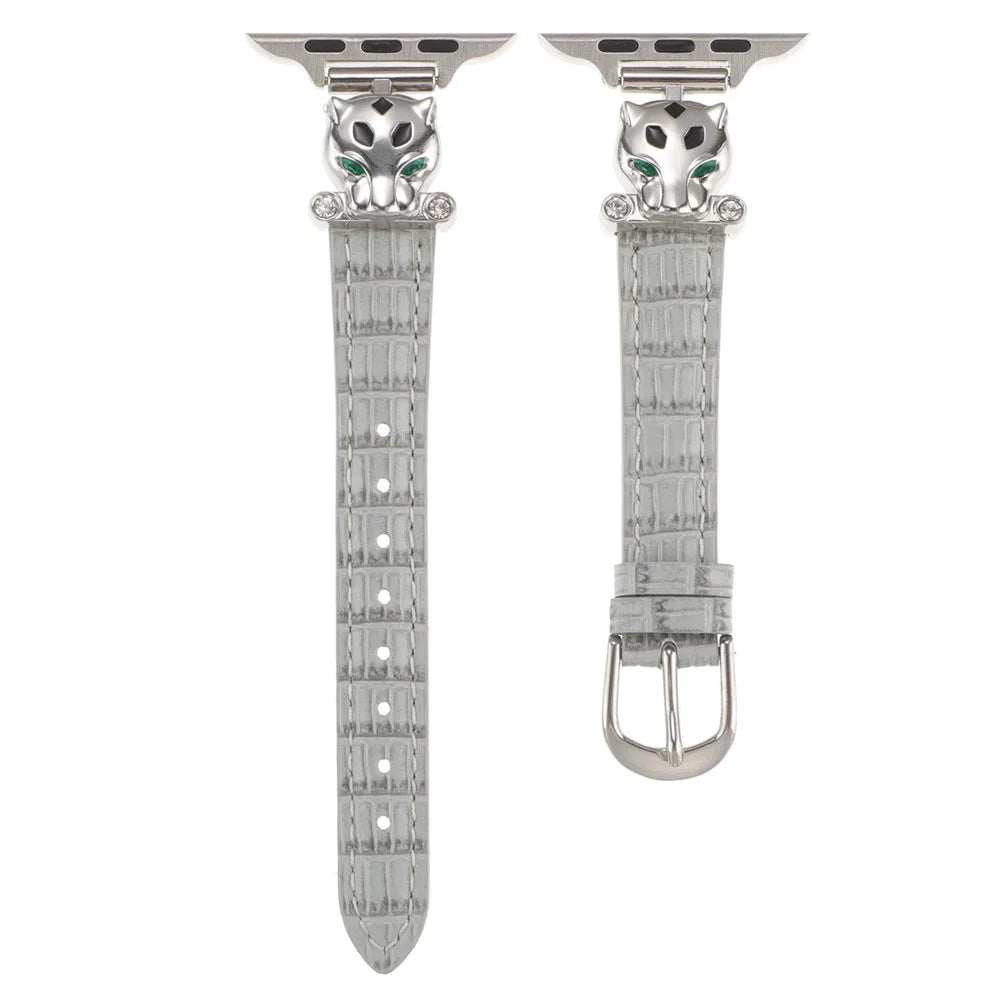 For Apple Watch Series 11 10 42mm / 9 8 7 41mm / SE3 SE2 SE 6 5 4 40mm / 3 2 1 38mm Watch Band Bamboo Textured - Silver / Grey - 2