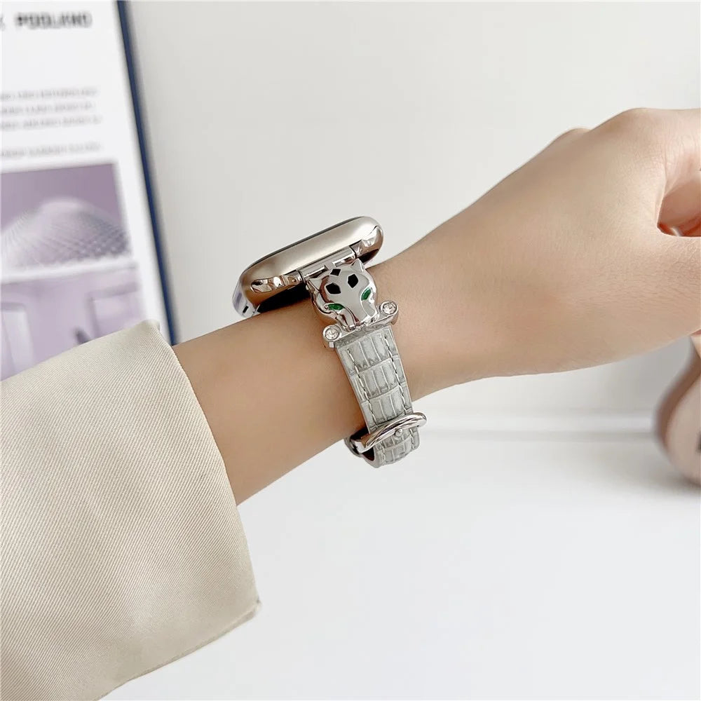 For Apple Watch Series 11 10 42mm / 9 8 7 41mm / SE3 SE2 SE 6 5 4 40mm / 3 2 1 38mm Watch Band Bamboo Textured - Silver / Grey - 6