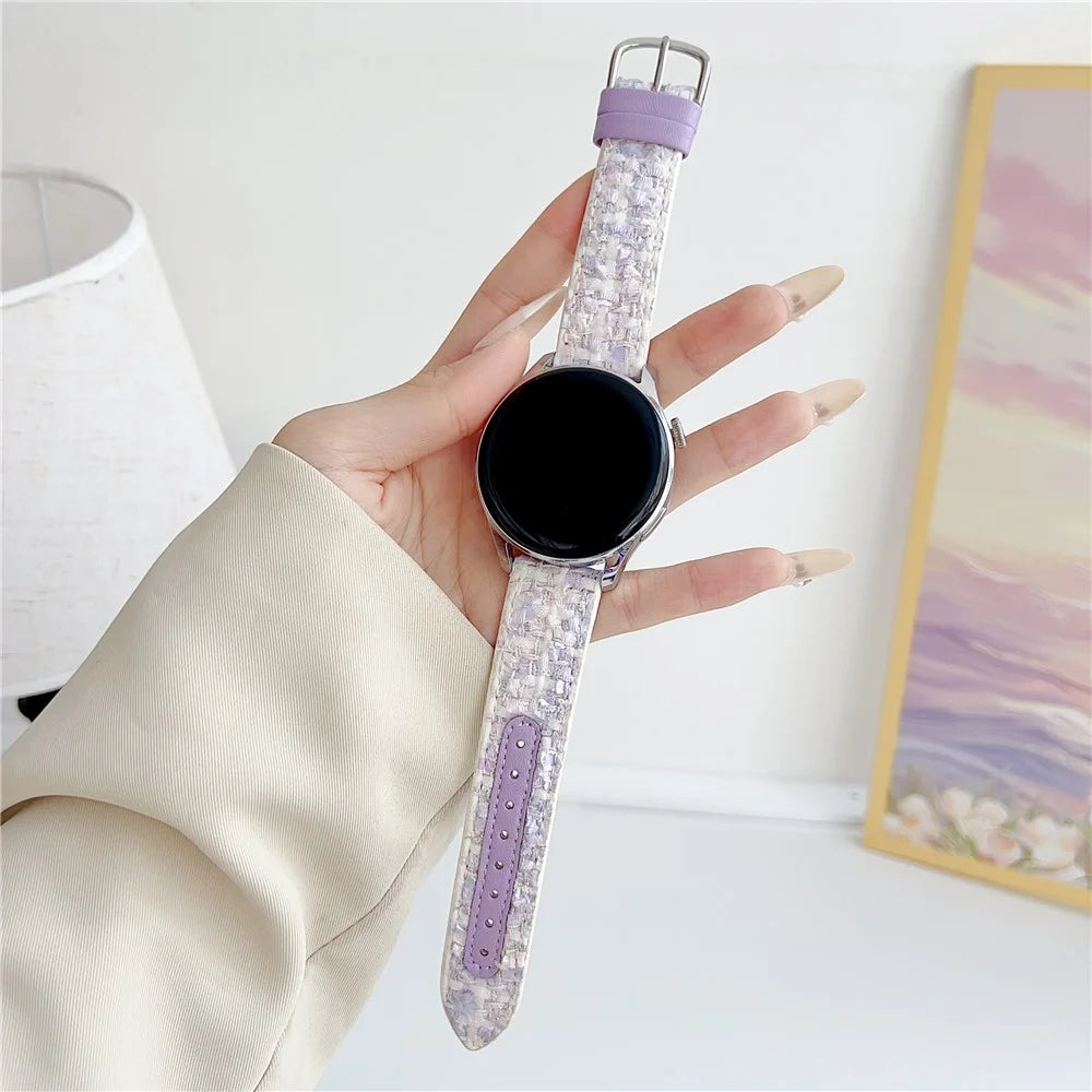 For Huawei Watch GT 5 46mm / Watch 4 / 4 Pro Replacement Strap 22mm Woolen+PU Watch Band - Purple - 5