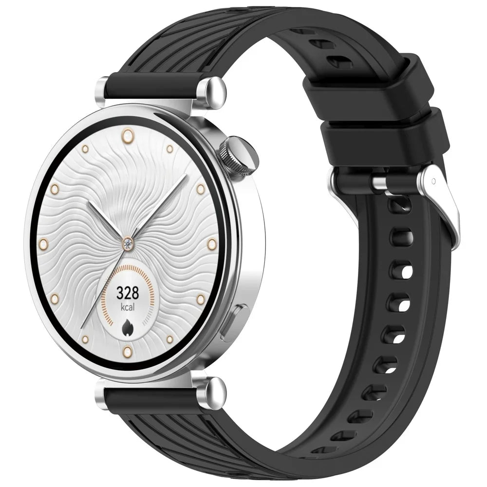 For Huawei Watch GT 5 Pro 46mm / GT 5 46mm / GT 4 46mm Replacement Strap 22mm Textured Silicone Watch Band - Black - 4