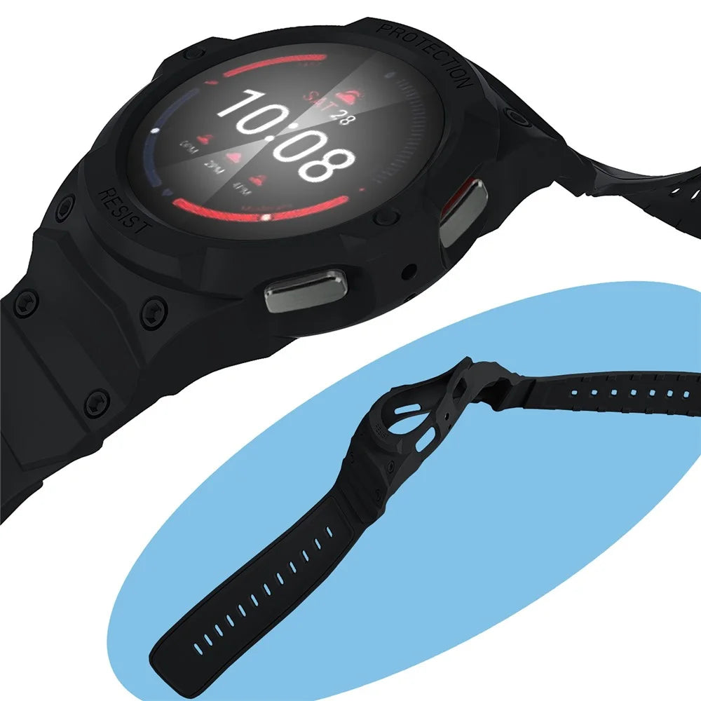 For Samsung Galaxy Watch7 / 6 / 5 / 4 40mm TPU Watch Band+Case Cover Integrated Design - Black - 4