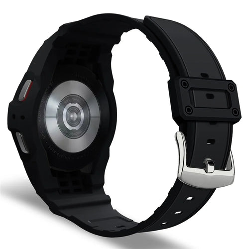 For Samsung Galaxy Watch7 / 6 / 5 / 4 44mm TPU Watch Band+Case Cover Integrated Design - Black - 1