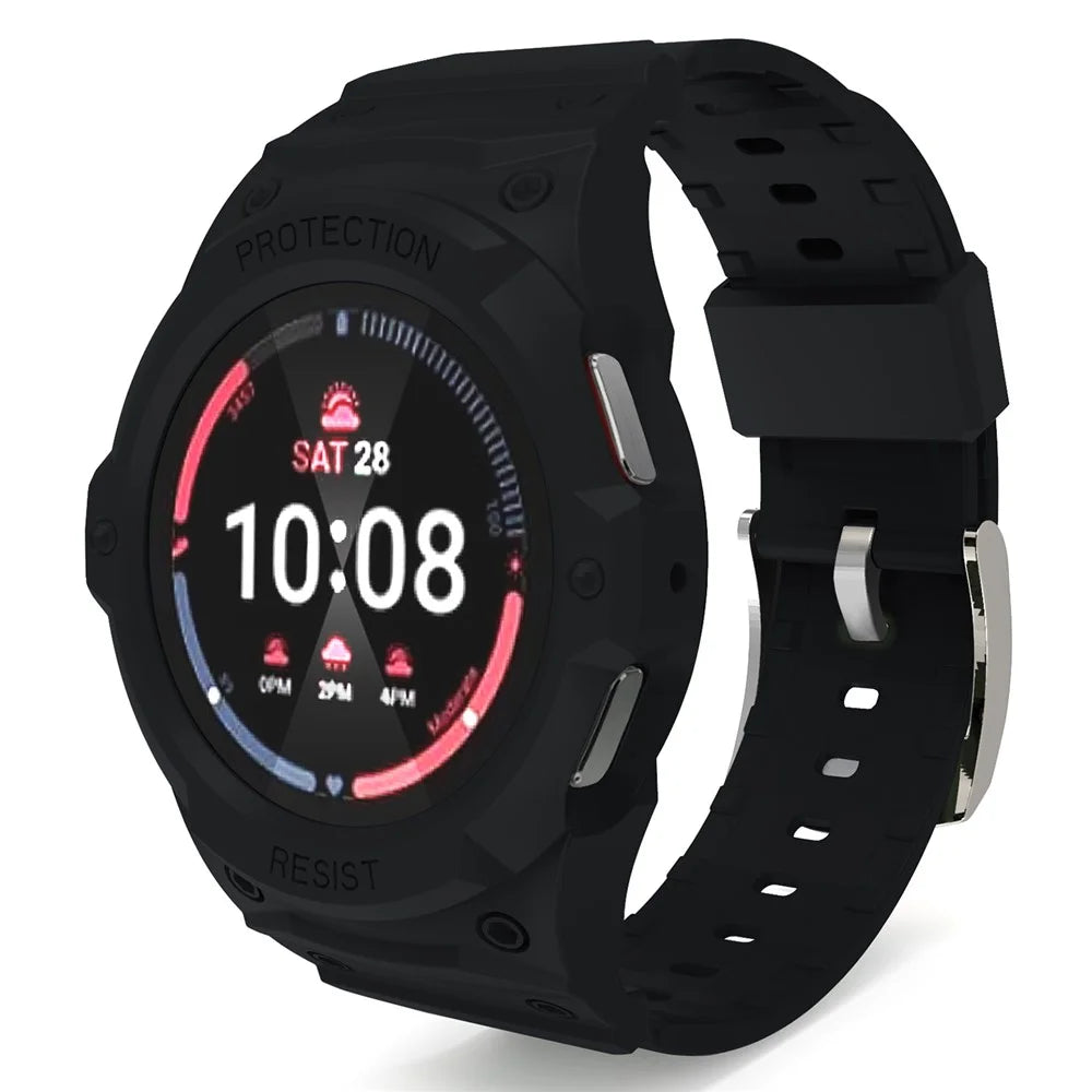 For Samsung Galaxy Watch7 / 6 / 5 / 4 44mm TPU Watch Band+Case Cover Integrated Design - Black - 2
