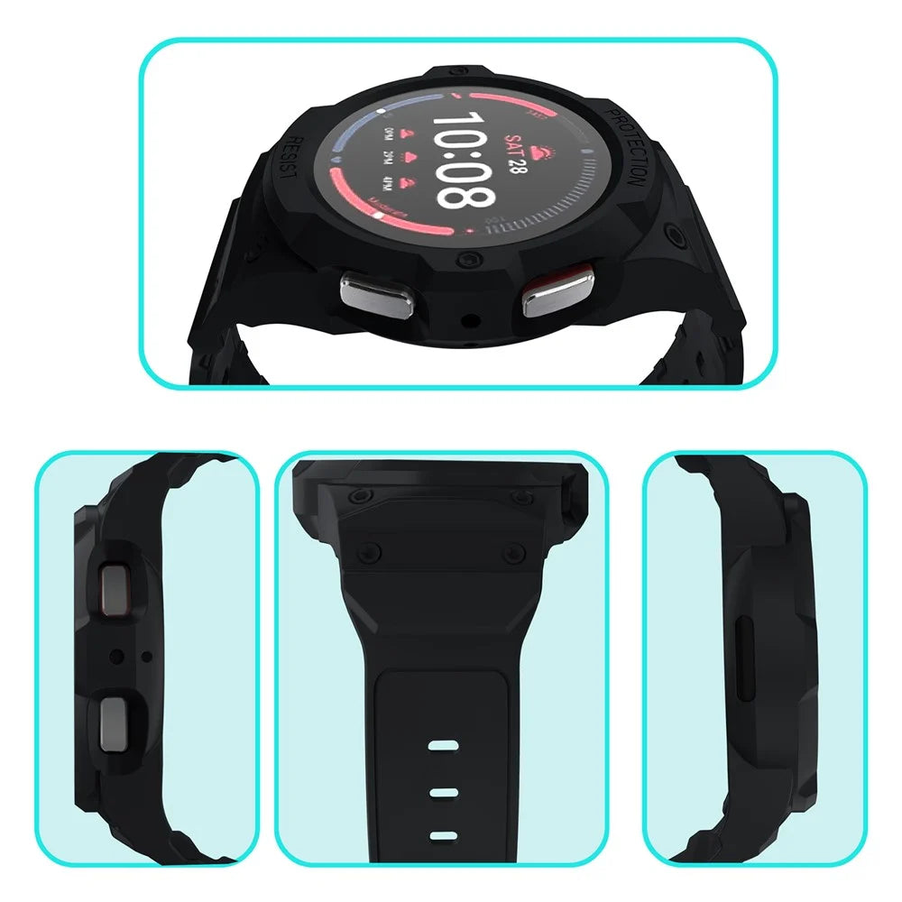For Samsung Galaxy Watch7 / 6 / 5 / 4 44mm TPU Watch Band+Case Cover Integrated Design - Black - 5