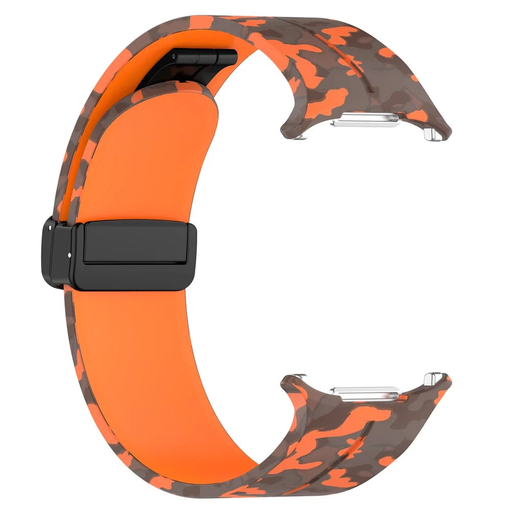 For Samsung Galaxy Watch Ultra2 47mm / Watch Ultra (2025) 47mm / Watch Ultra 47mm Watch Band Camouflage Pattern Silicone Strap with Magnetic Buckle - Orange - 3
