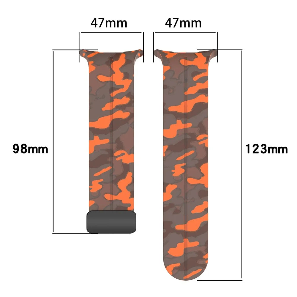 For Samsung Galaxy Watch Ultra2 47mm / Watch Ultra (2025) 47mm / Watch Ultra 47mm Watch Band Camouflage Pattern Silicone Strap with Magnetic Buckle - Orange - 6