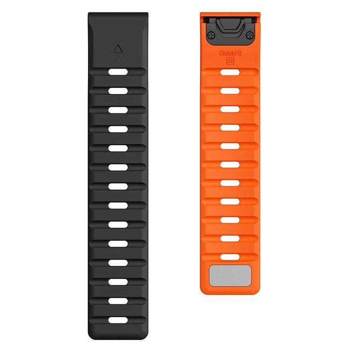 Silicone Strap for Garmin Fenix 8 51mm / Enduro 3 / Enduro 2 26mm Quick Release Magnetic Watch Band - Black+Orange - 2