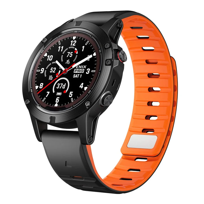 Silicone Strap for Garmin Fenix 8 51mm / Enduro 3 / Enduro 2 26mm Quick Release Magnetic Watch Band - Black+Orange - 3