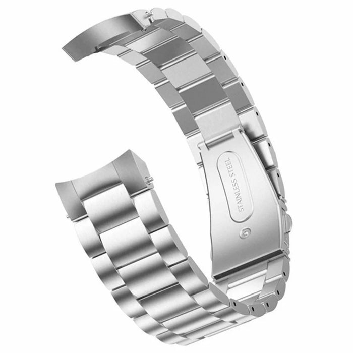 For Huawei Watch GT 5 46mm Watch Band Three Beads Stainless Steel Strap Replacement - Silver - 1