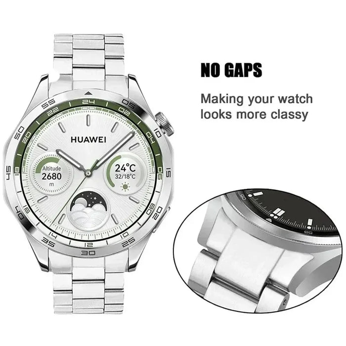 For Huawei Watch GT 5 46mm Watch Band Three Beads Stainless Steel Strap Replacement - Silver - 4