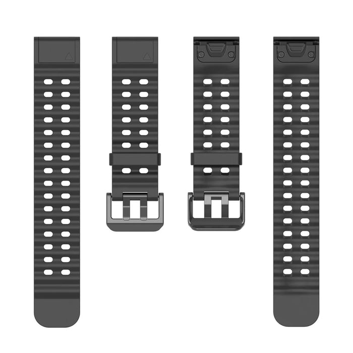 26mm Silicone Strap for Garmin Fenix 8 51mm / Enduro 3 / Enduro 2 Quick Release Ocean Watch Band - Black - 3