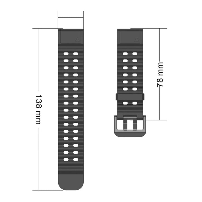 26mm Silicone Strap for Garmin Fenix 8 51mm / Enduro 3 / Enduro 2 Quick Release Ocean Watch Band - Black - 6