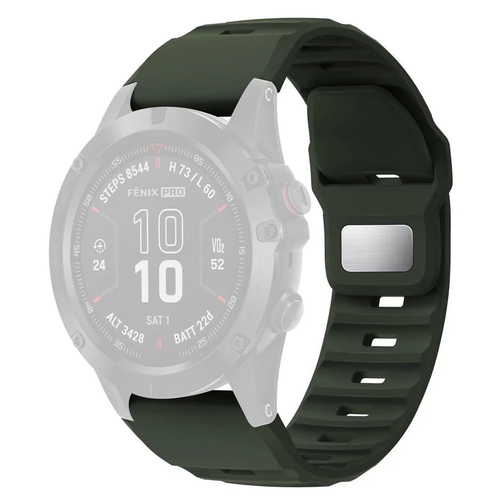 26mm Silicone Band for Garmin Fenix 8 51mm / Enduro 3 / Enduro 2 Quick Release Watch Strap - Army Green - 1