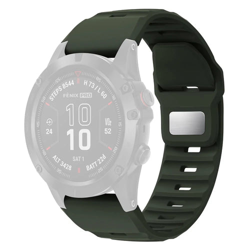 26mm Silicone Band for Garmin Fenix 8 51mm / Enduro 3 / Enduro 2 Quick Release Watch Strap - Army Green - 1
