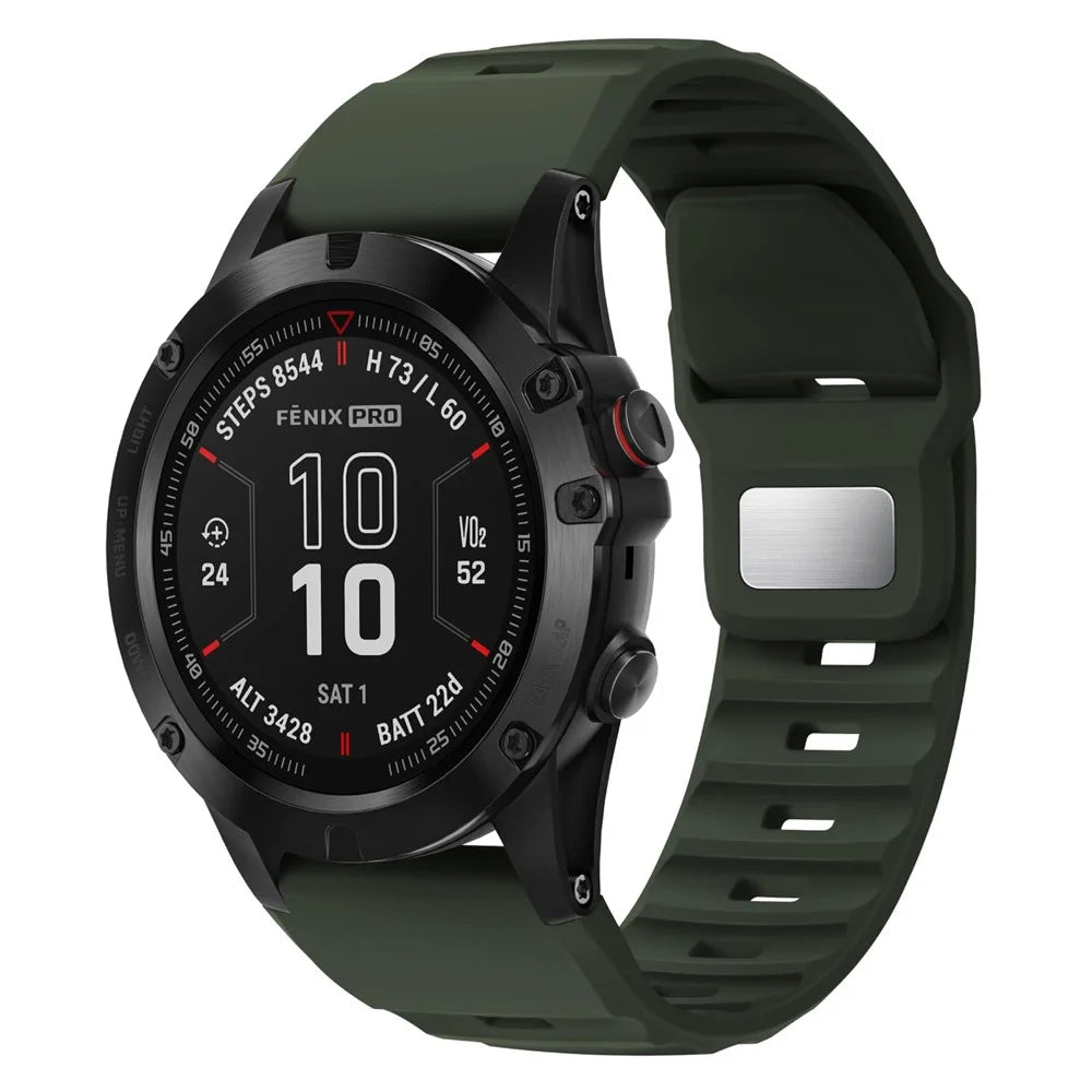 26mm Silicone Band for Garmin Fenix 8 51mm / Enduro 3 / Enduro 2 Quick Release Watch Strap - Army Green - 2
