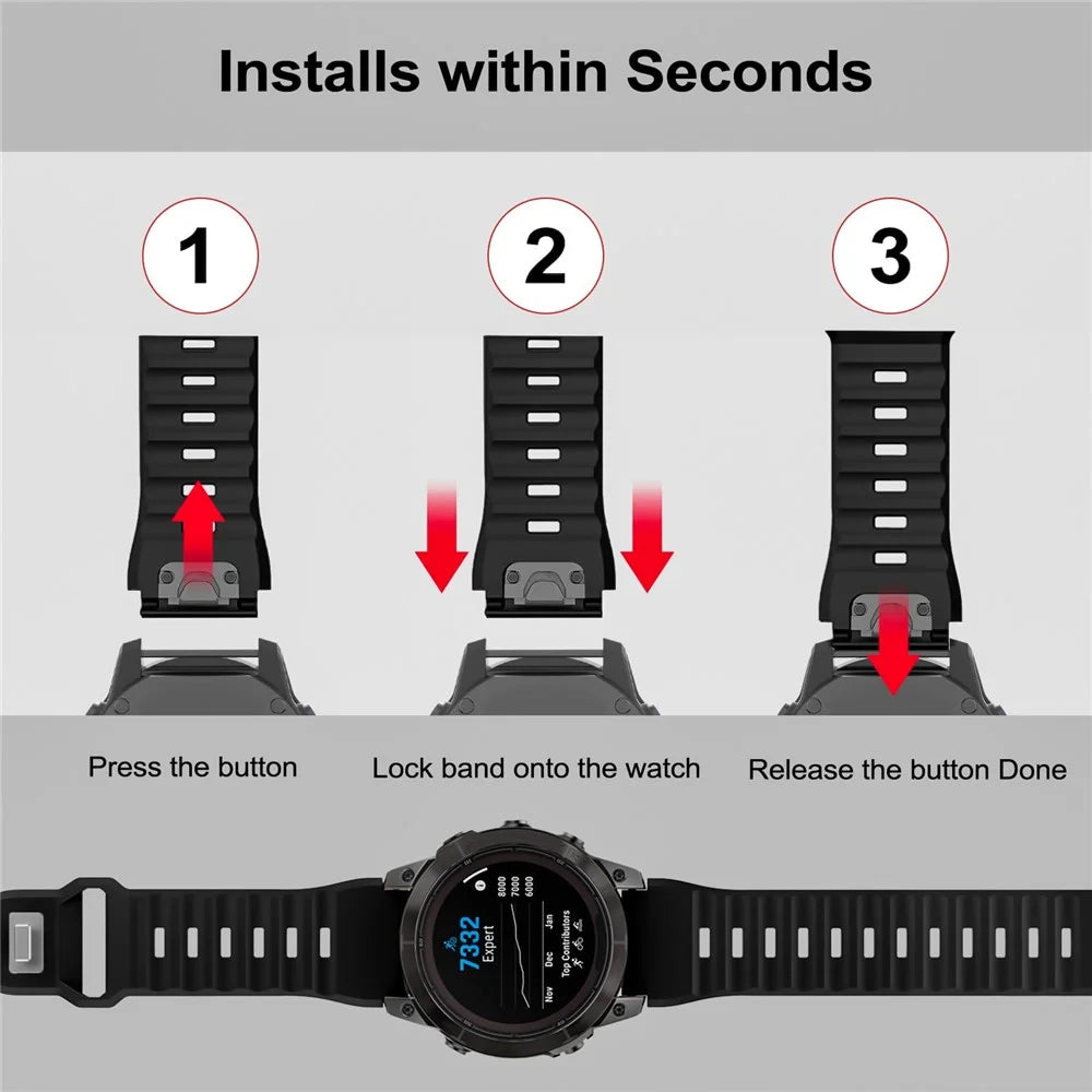 26mm Silicone Band for Garmin Fenix 8 51mm / Enduro 3 / Enduro 2 Quick Release Watch Strap - Army Green - 6