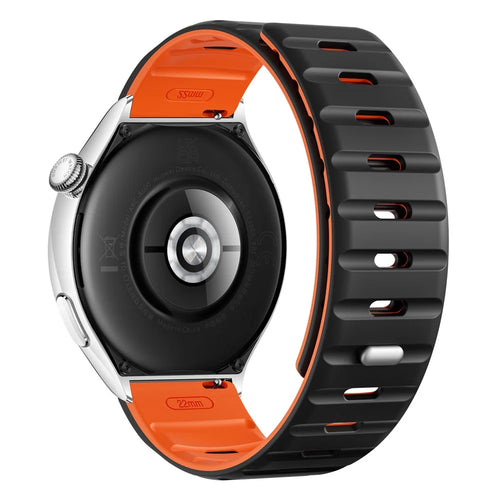 22mm Magnetic Strap for Xiaomi Watch S4 Sport / Redmi Watch 5 Active Silicone Watch Band - Black+Orange - 1