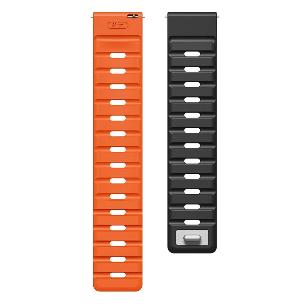 22mm Magnetic Strap for Xiaomi Watch S4 Sport / Redmi Watch 5 Active Silicone Watch Band - Black+Orange - 2