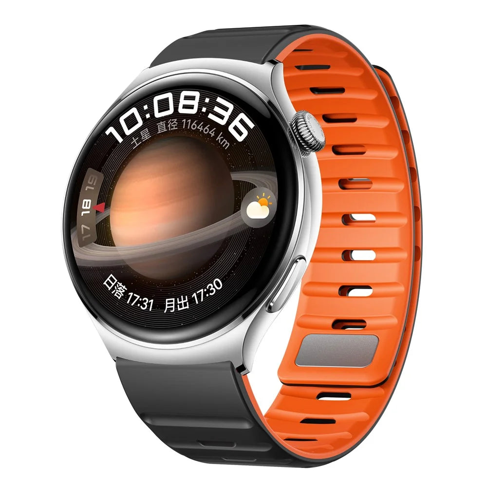 22mm Magnetic Strap for Xiaomi Watch S4 Sport / Redmi Watch 5 Active Silicone Watch Band - Black+Orange - 3