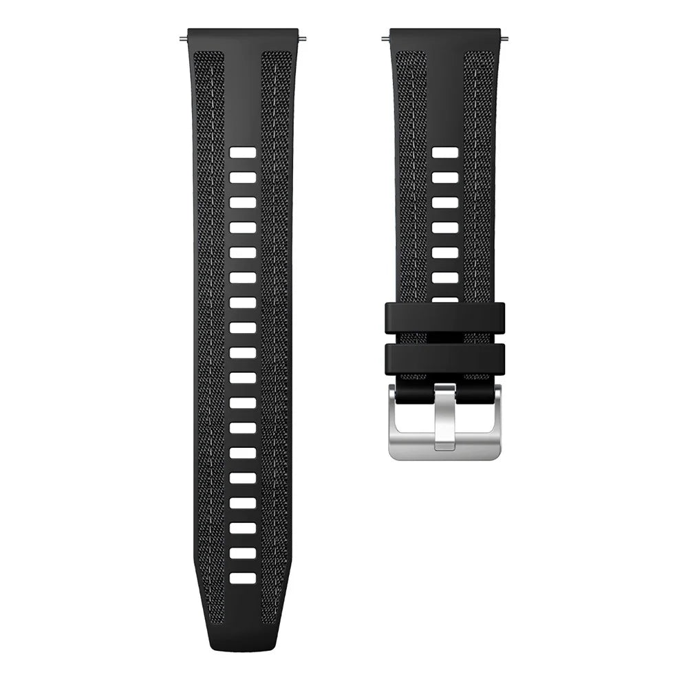 22mm Strap for Huawei Watch GT 5 Pro 46mm / GT 5 46mm / GT 4 46mm Universal Silicone+Nylon Watch Band - Black - 1