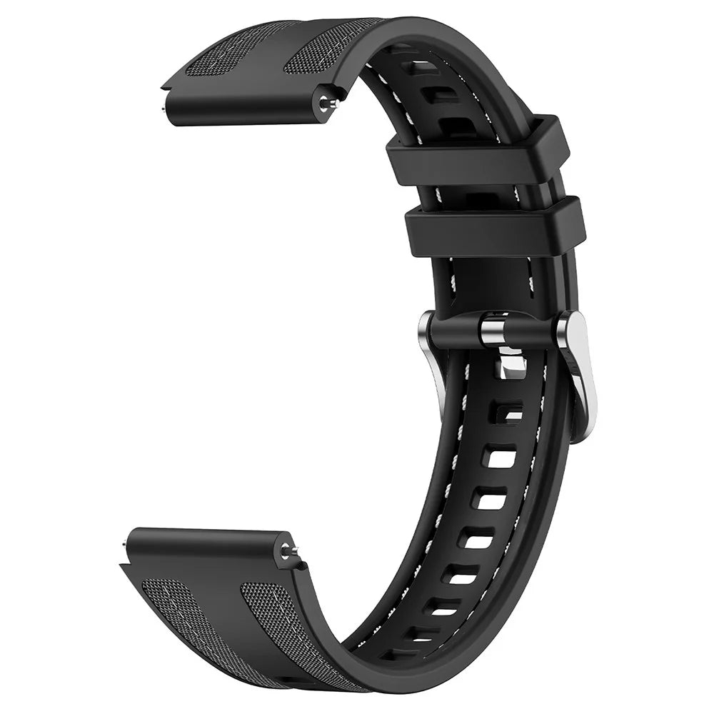 18mm Strap for Huawei Watch GT 5 41mm / GT 4 41mm / Garmin Venu 3S Universal Silicone+Nylon Watch Band - Black - 1