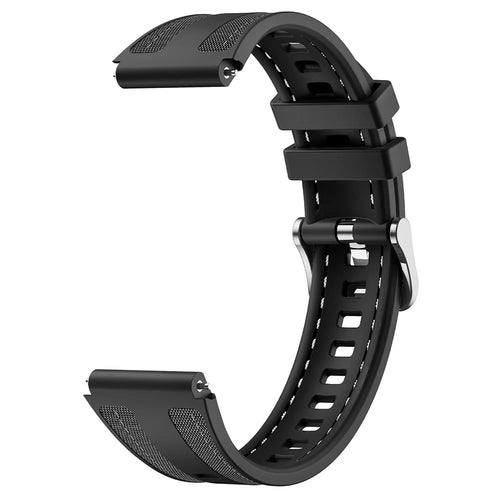 18mm Strap for Huawei Watch GT 5 41mm / GT 4 41mm / Garmin Venu 3S Universal Silicone+Nylon Watch Band - Black - 1